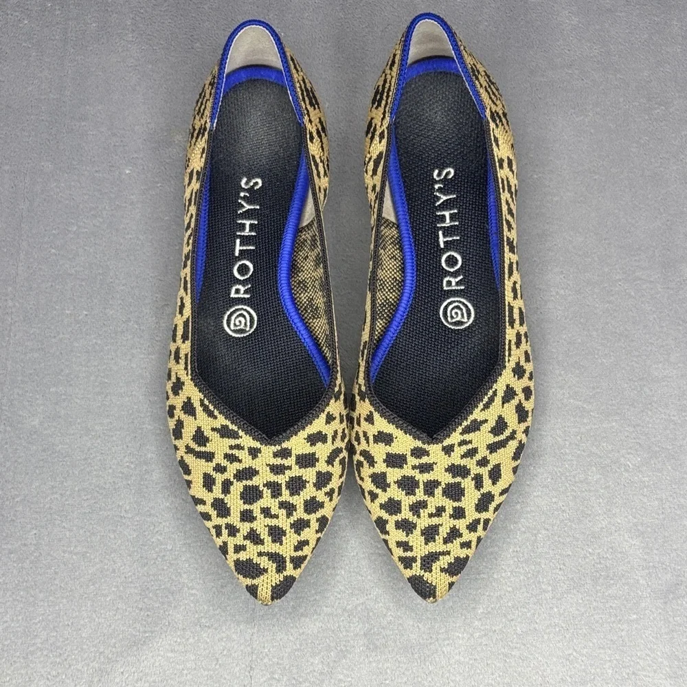 Rothy’s Leopard Print Pointed Flats Brown Black Knit Size 8